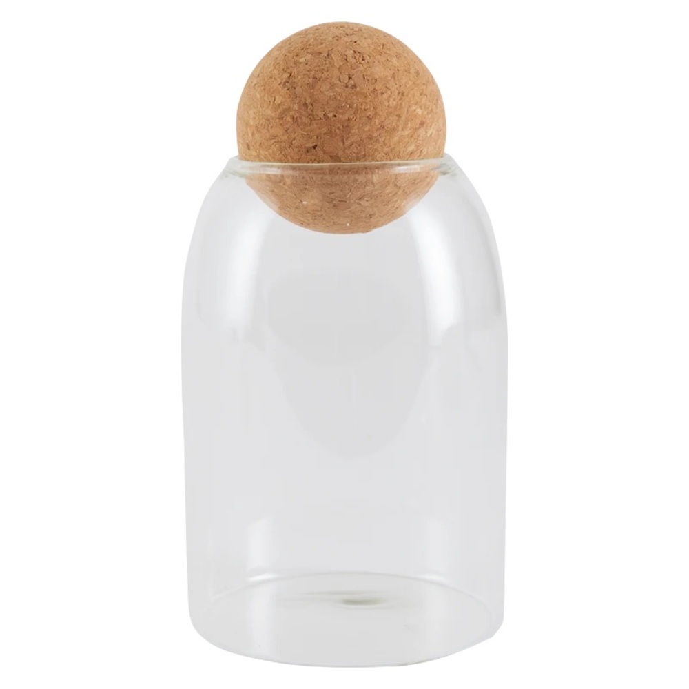 Short Stories Medium Glass Storage Jar Kiruna Glass Storage Jar Cork Sphere Lid